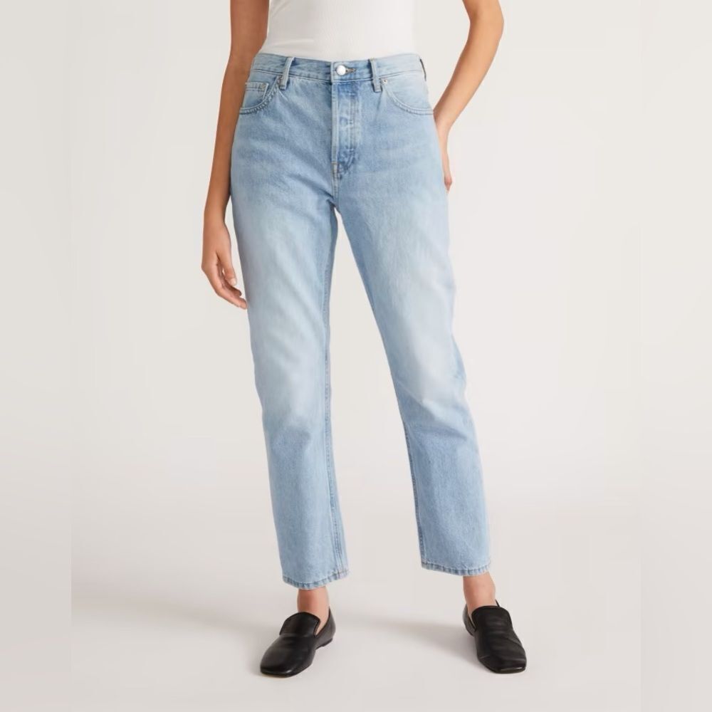 NWT EVERLANE The '90s Cheeky Straight Jean Vintage Sunbleached Blue size 27